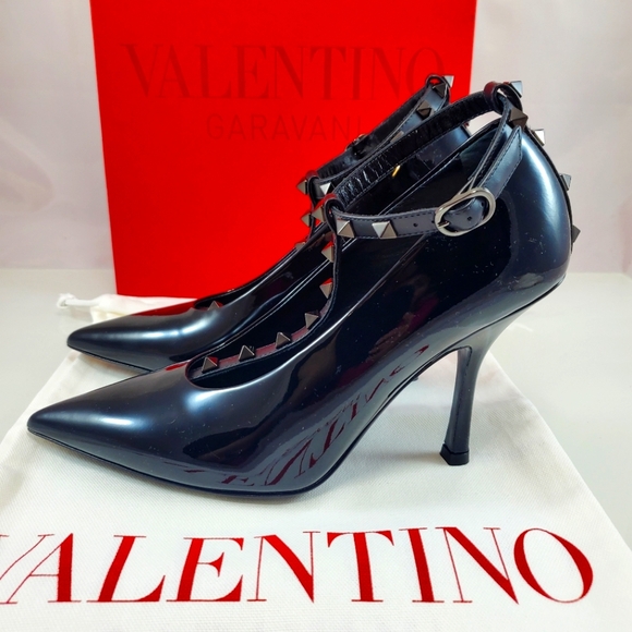 NEW$1250 VALENTINO Rockstud Patent Leather 100 Pumps With Matching Studs Sz 36.5 - Picture 8 of 16